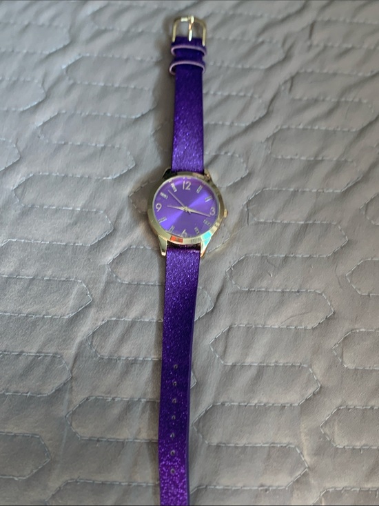 Accessories - Women's Purple Glitter Strap Watch with Silver-Tone Case need battery